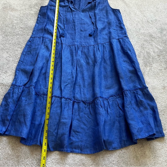J. MCLAUGHLIN 100% LINEN CHRISTA TIERED SHIFT DRESS SIZE LARGE BABYDOLL Preppy - Picture 11 of 12